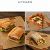 Kitchzio brown newspaper greaseproof sheet shown in use
