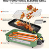 Electric indoor grill with griddle and grill rack