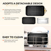 Electric indoor grill with griddle and grill rack