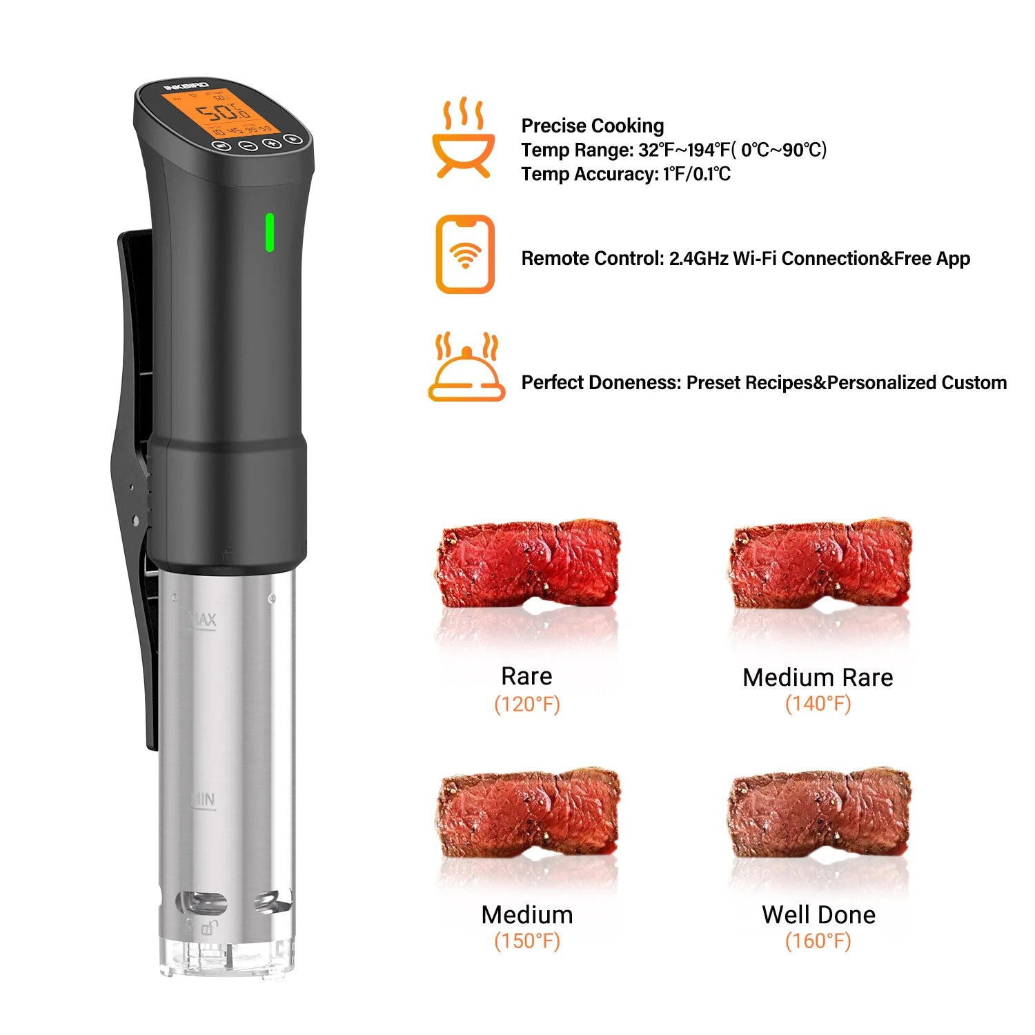 WiFi Sous Vide Cooker 1000W Precision Immersion Cooker