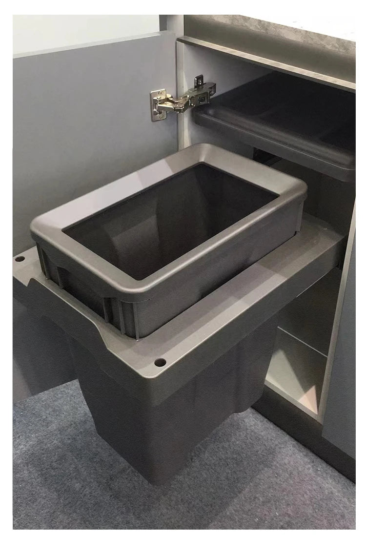Large Hidden Kitchen Trash Can - Single Built-In Cabinet Pull-Out Slide-Out Garbage Bin for Bedroom Wastebasket