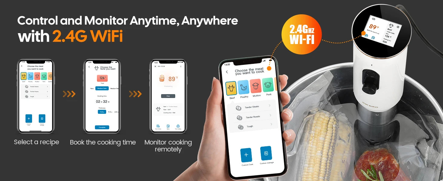 WiFi Sous Vide Cooker 1000W Precision Immersion Cooker