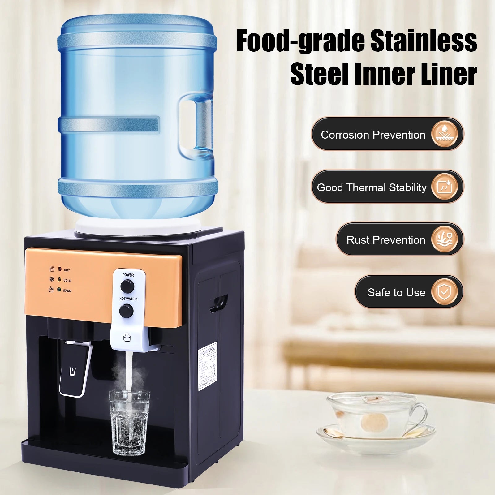 Hot & Cold Water Dispenser Desktop Top Load Machine