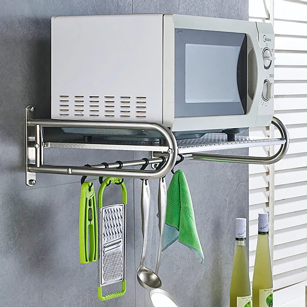 Microwave Oven Rack Stainless Steel Kitchen Shelf