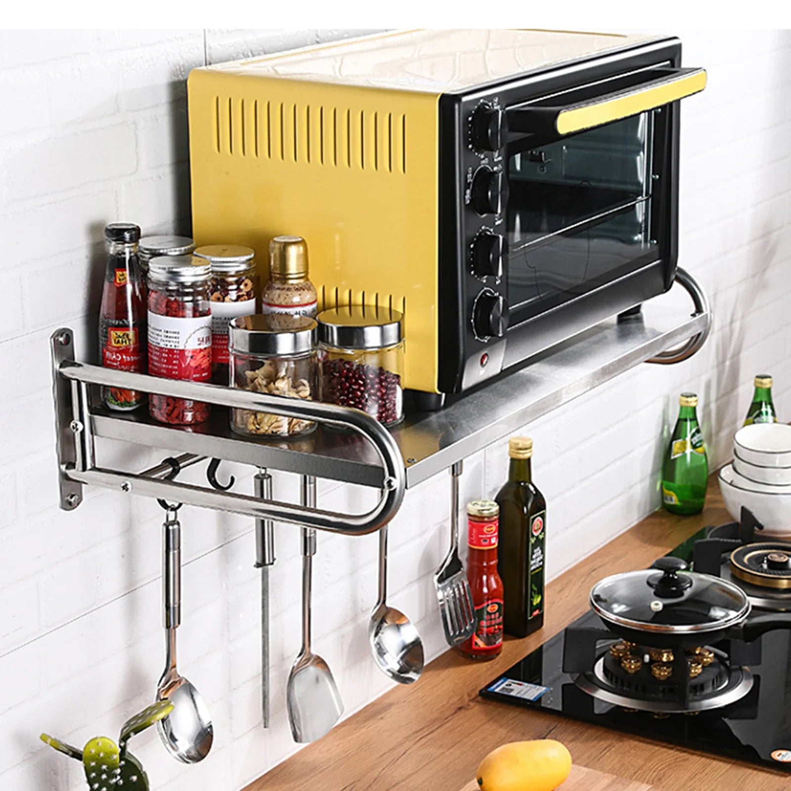 Microwave Oven Rack Stainless Steel Kitchen Shelf