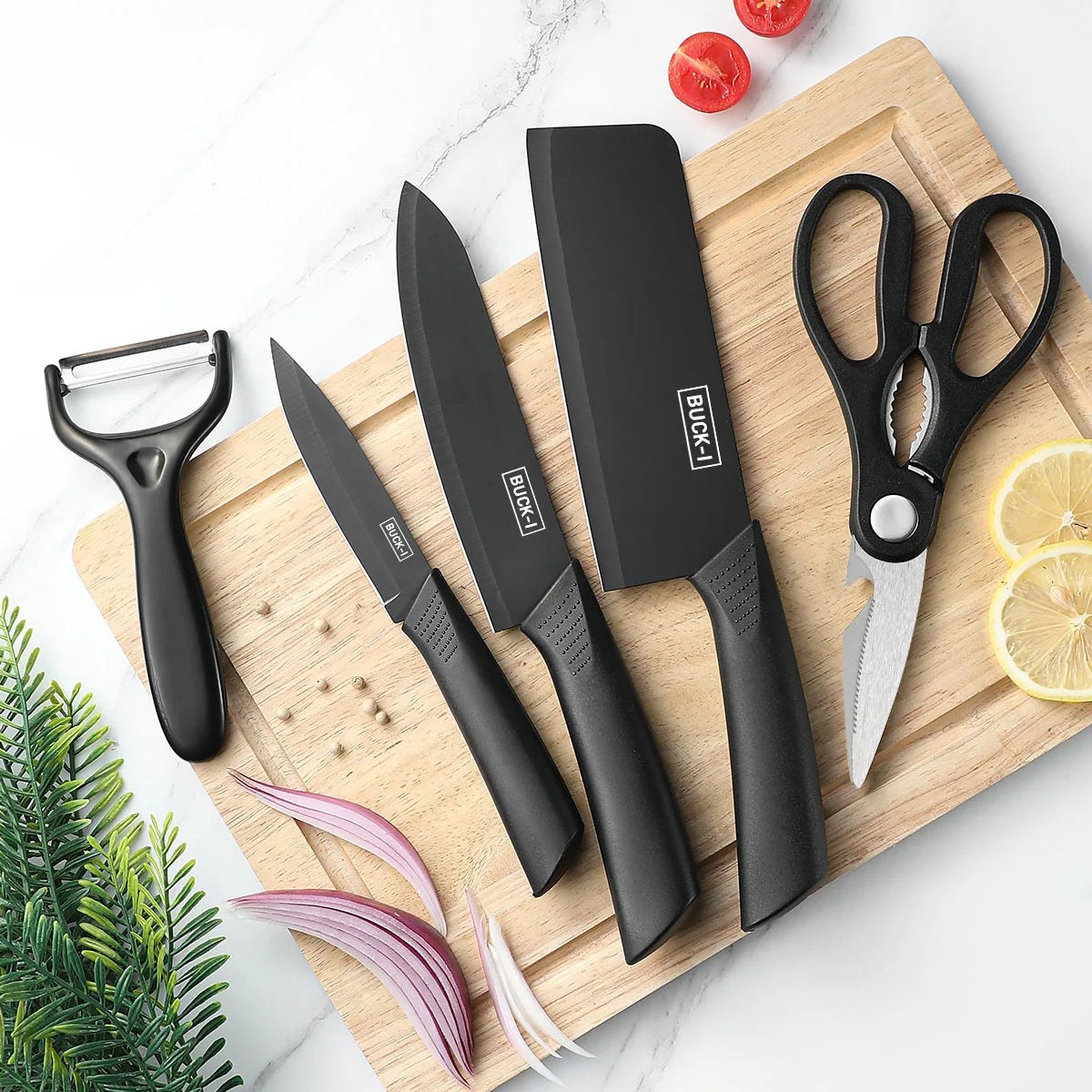 Black Stainless Steel Kitchen Knife Set Gift Pack