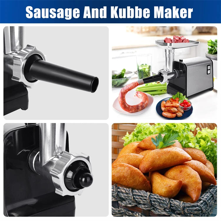 LMETJMA Electric Meat Grinder Sausage Stuffer Maker Heavy Duty Meat Mincer with Stainless Steel Cutting Blade Kubbe Kit JT365