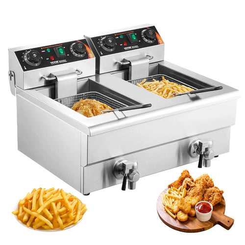 12L dual tank electric deep fryer with twin baskets