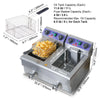 12L dual tank electric deep fryer with twin baskets