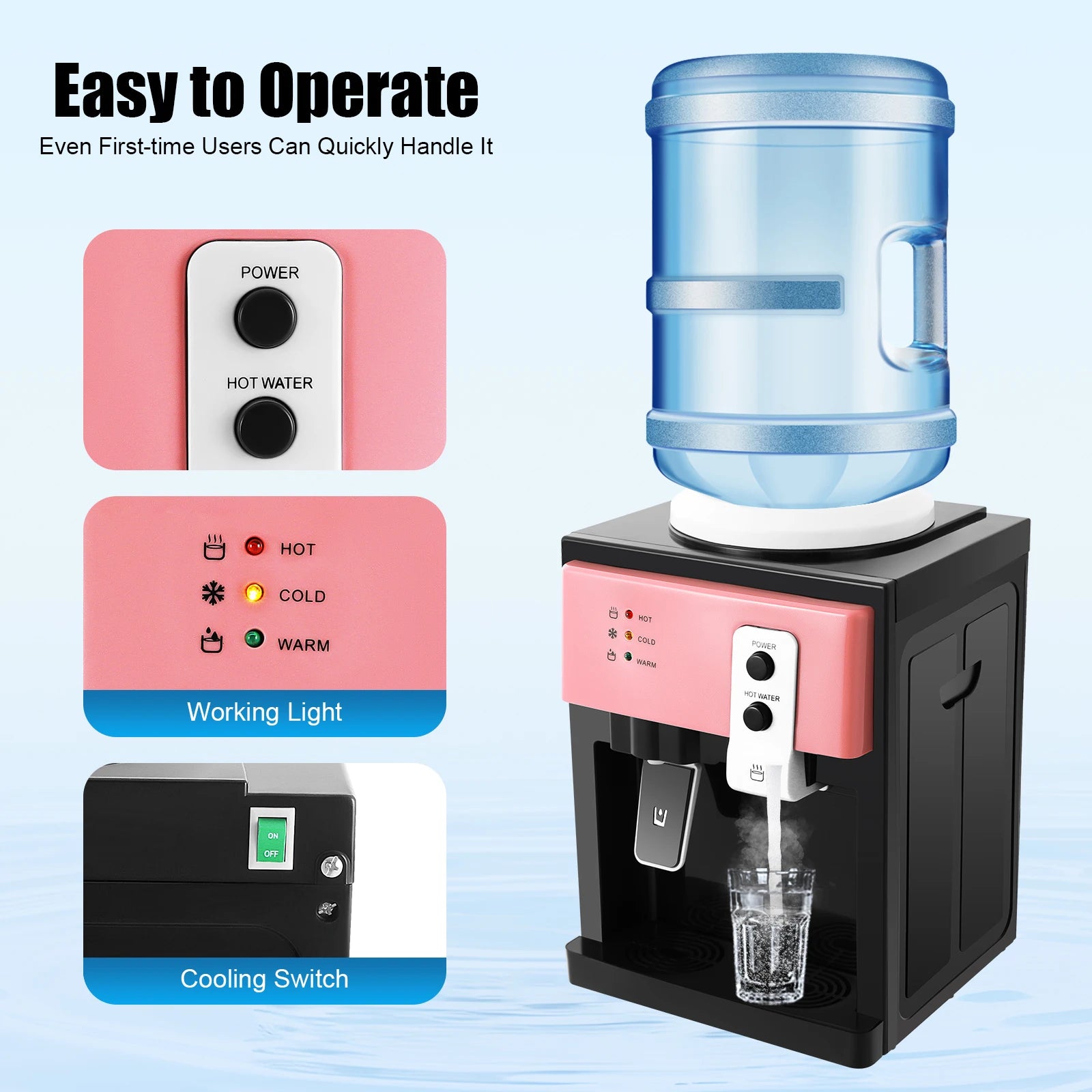 Hot & Cold Water Dispenser Desktop Top Load Machine