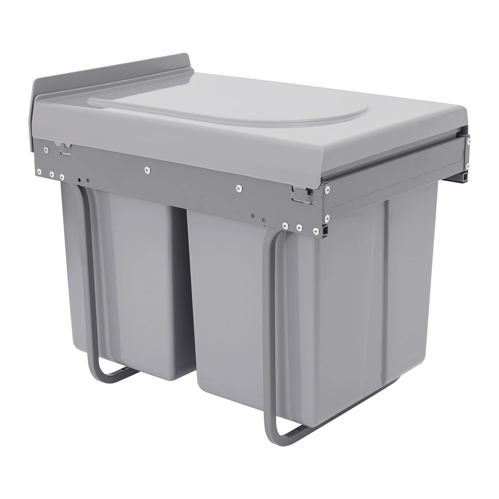 20L Each Dual Pull-Out Trash Can Easy Install Under Cabinet Kitchen Waste Bin with 2 Bins Slide out Recycling Garbage Can