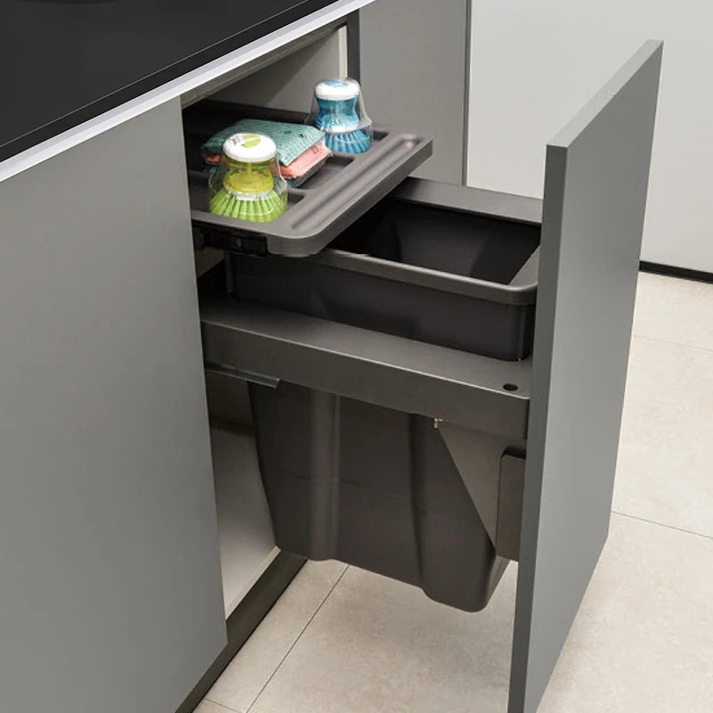 Large Hidden Kitchen Trash Can - Single Built-In Cabinet Pull-Out Slide-Out Garbage Bin for Bedroom Wastebasket