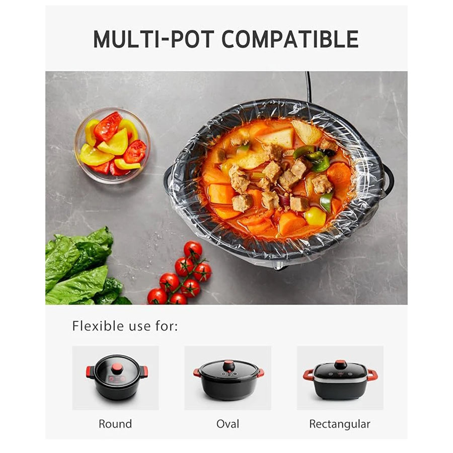 Slow Cooker Liners Fits 3-8 Quarts 13" x 21" Disposable Pot Liners Suitable for Oval & Round & Retangular Pot BPA Free