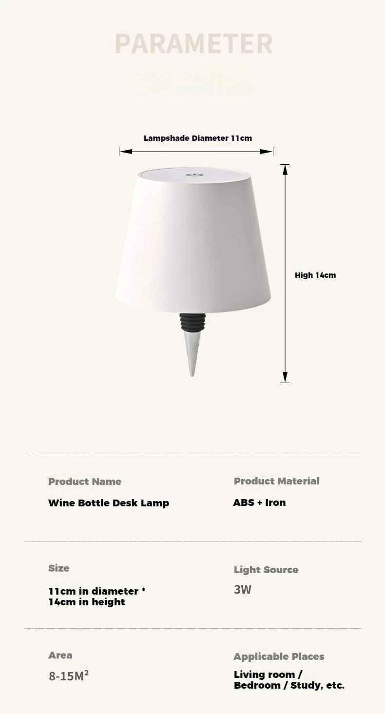 Wine Bottle LED Table Lamp USB Rechargeable Night Light