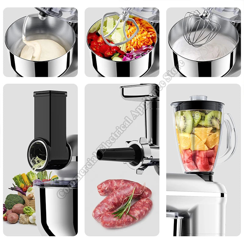 Mixer Machine Dough Kneading Five-in-one 5.5L Stand Mixer Shredded Slices Minced Meat Enema Egg Liquid Minced Meat
