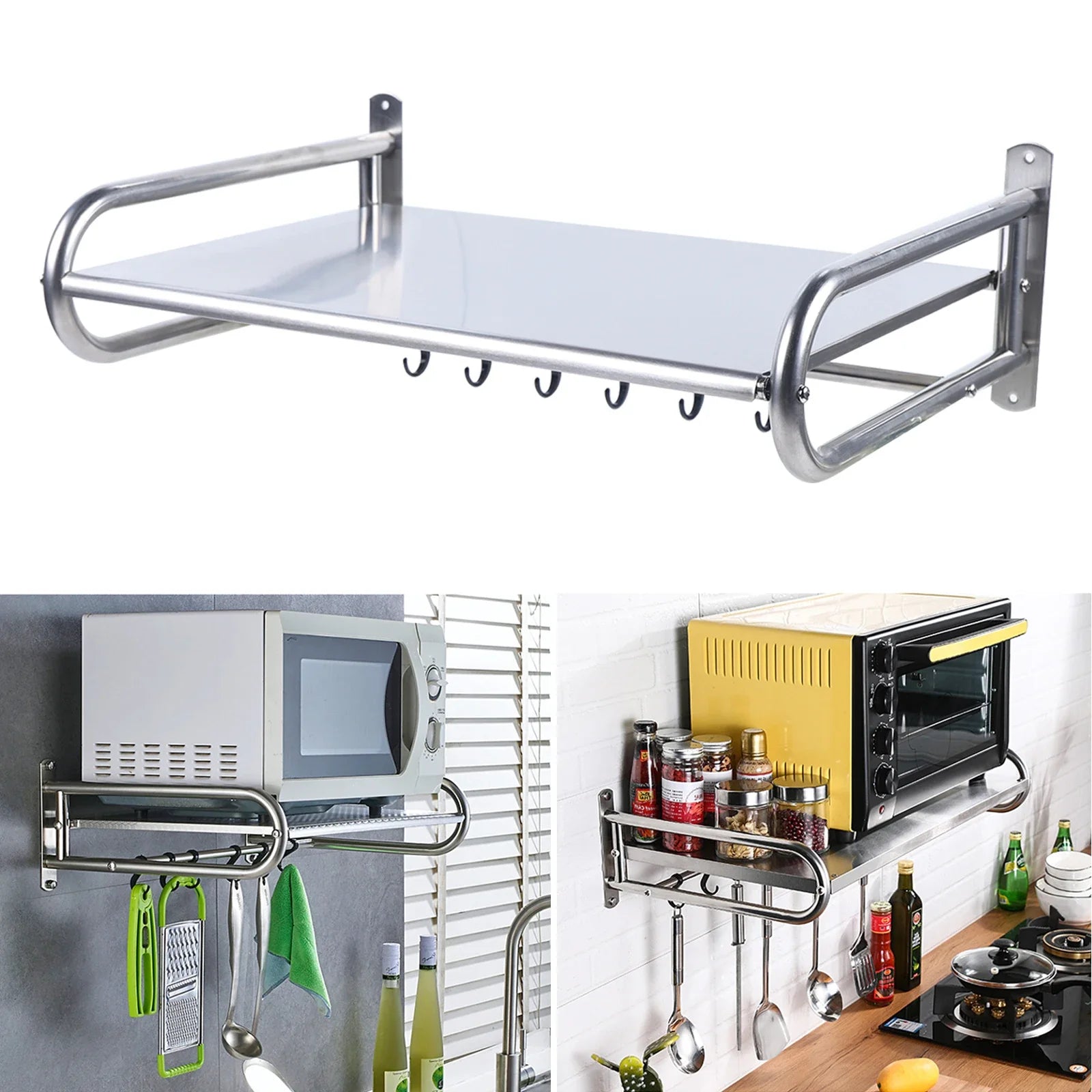 Microwave Oven Rack Stainless Steel Kitchen Shelf