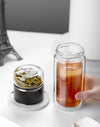 Double-layer glass tea infuser bottle