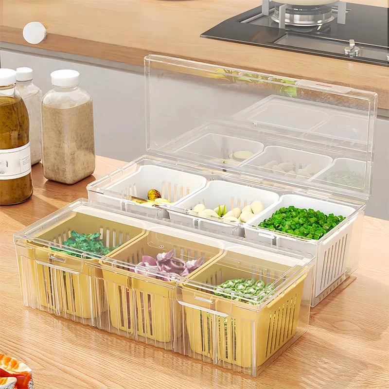 3-Grid Fridge Food Storage Container With Lid