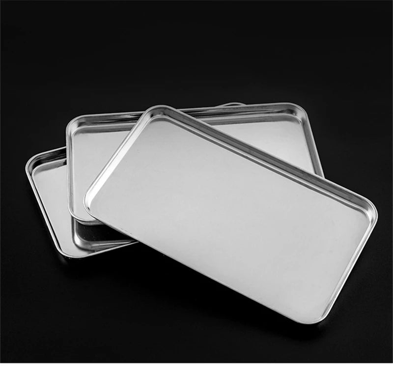 Rectangle Stainless Steel Tray Buffet Presentation Tray Metal Food Serving Plate Rice Noodle Pan Home Dishes Storage Organizer