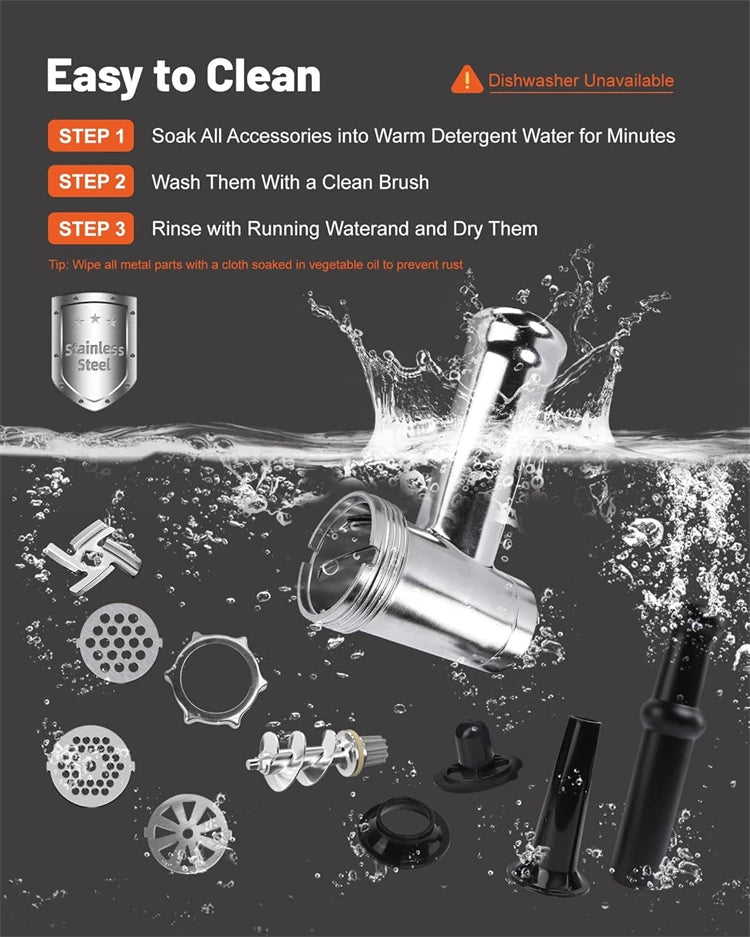 LMETJMA Electric Meat Grinder Sausage Stuffer Maker Heavy Duty Meat Mincer with Stainless Steel Cutting Blade Kubbe Kit JT365