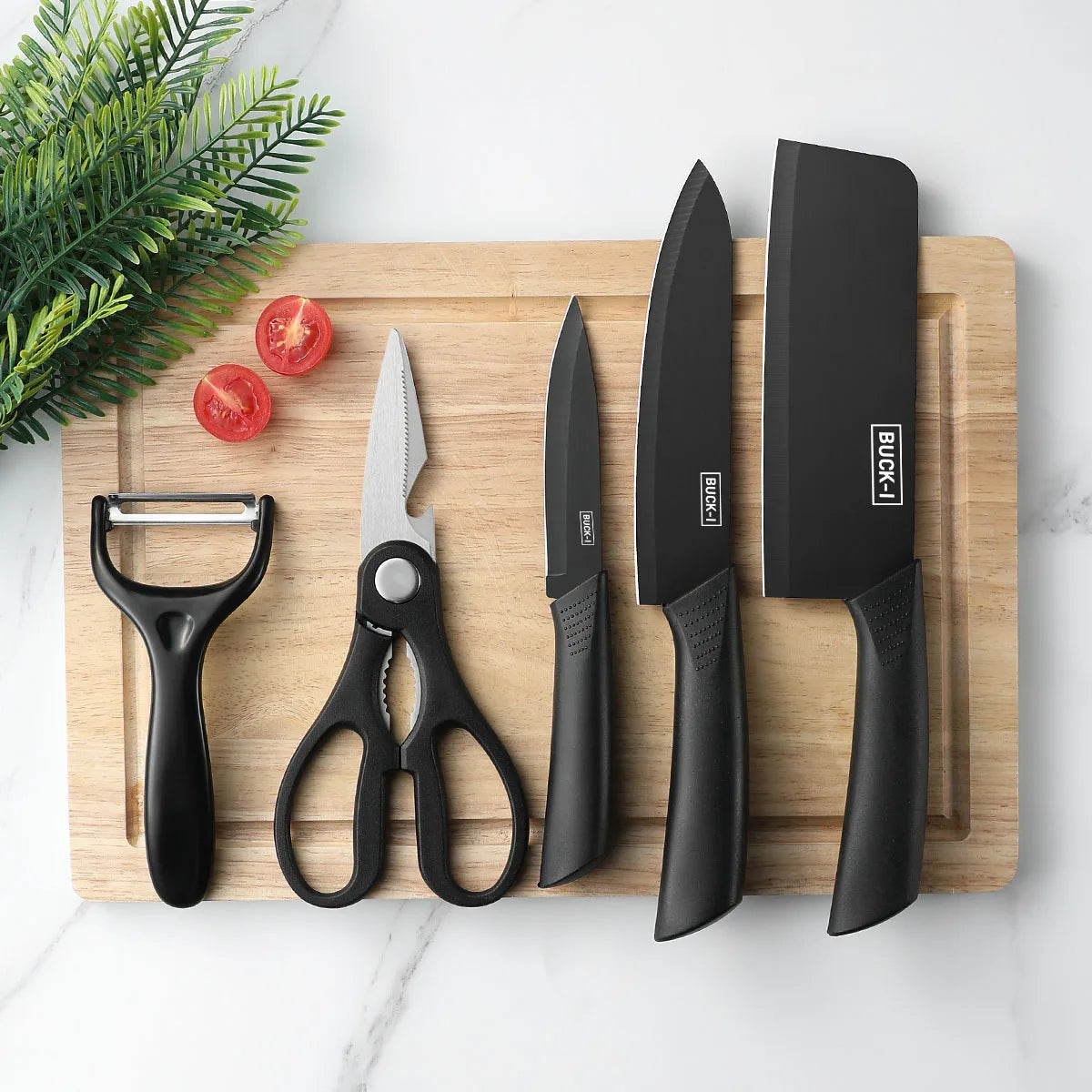 Black Stainless Steel Kitchen Knife Set Gift Pack