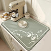 Faux velveteen dish drying mat, non-slip