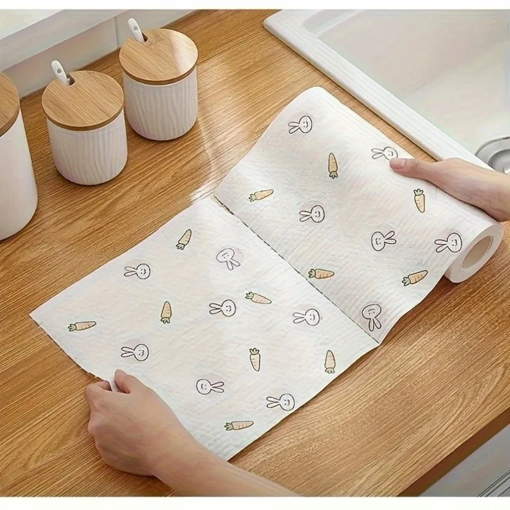 100/200/400-Sheet Reusable Cleaning Cloths - Random Print Lazy Rags, Multi-Use Kitchen Household Paper Towels Substitute ﻿