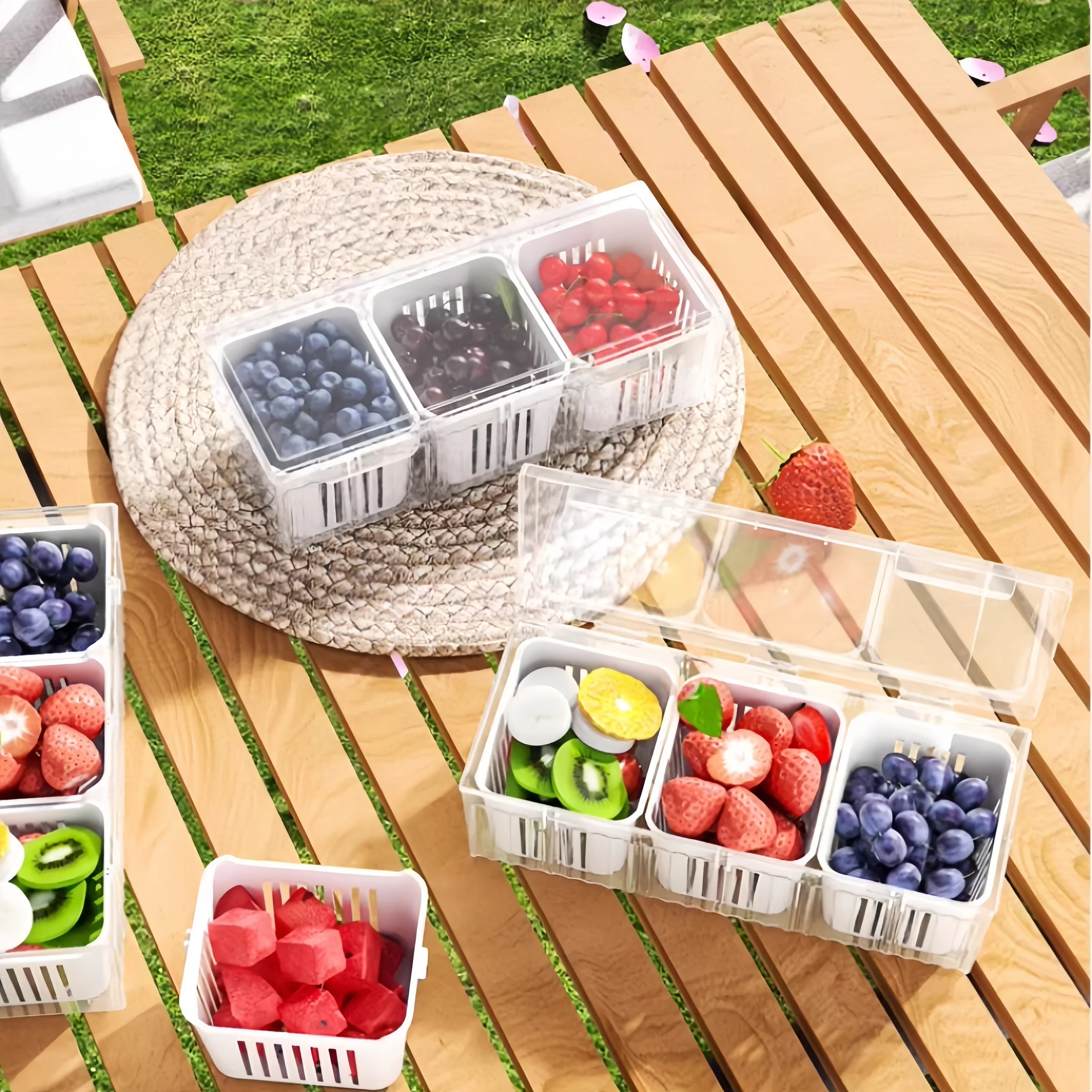 3-Grid Fridge Food Storage Container With Lid