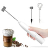 Handheld electric milk frother with two beater heads