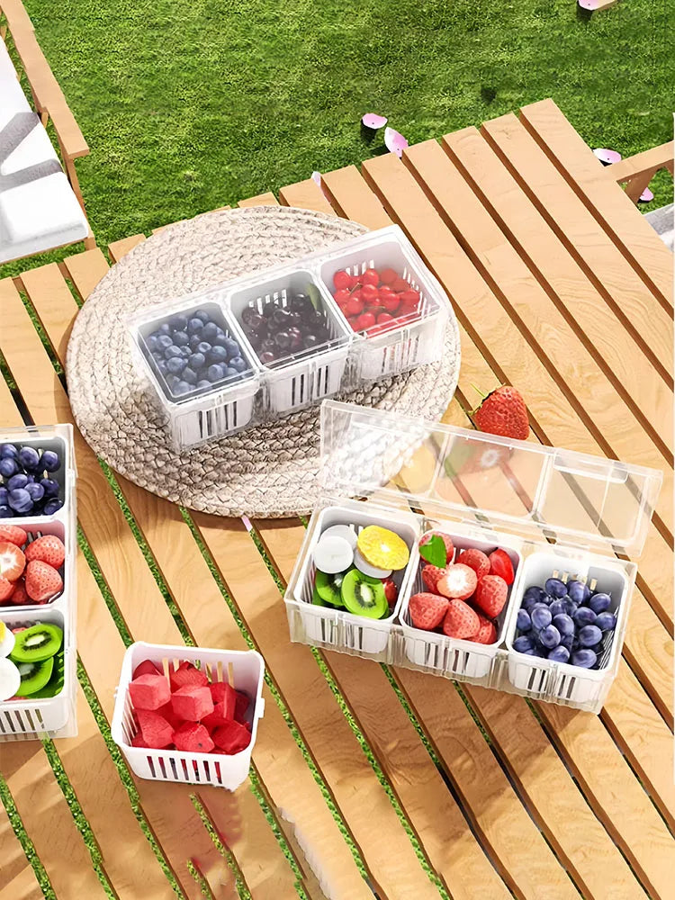 3-Grid Fridge Food Storage Container With Lid