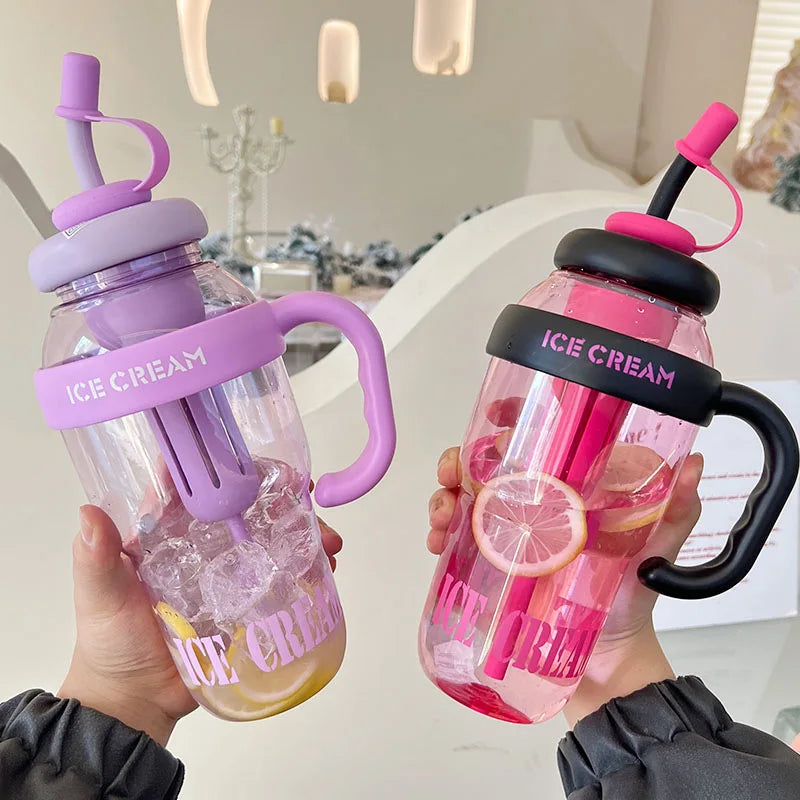 1300ml Kids Water Bottle Leakproof Straw Cup