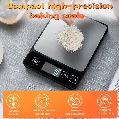 Digital kitchen scale with 10kg capacity and LCD display