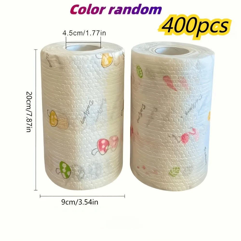 100/200/400-Sheet Reusable Cleaning Cloths - Random Print Lazy Rags, Multi-Use Kitchen Household Paper Towels Substitute ﻿