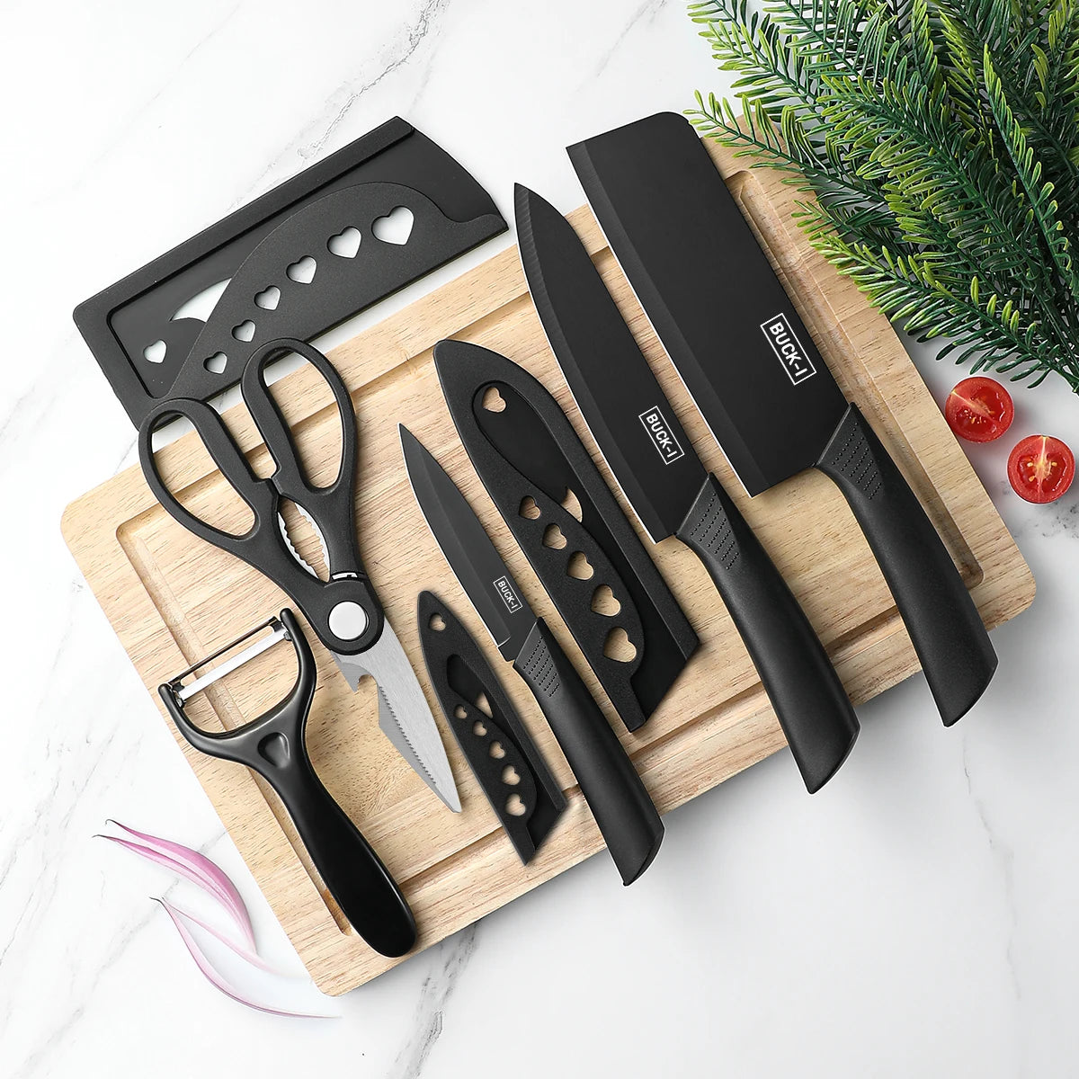 Black Stainless Steel Kitchen Knife Set Gift Pack