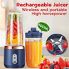 Portable blender bottle blending a fresh fruit smoothie