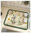 Faux velveteen dish drying mat, non-slip