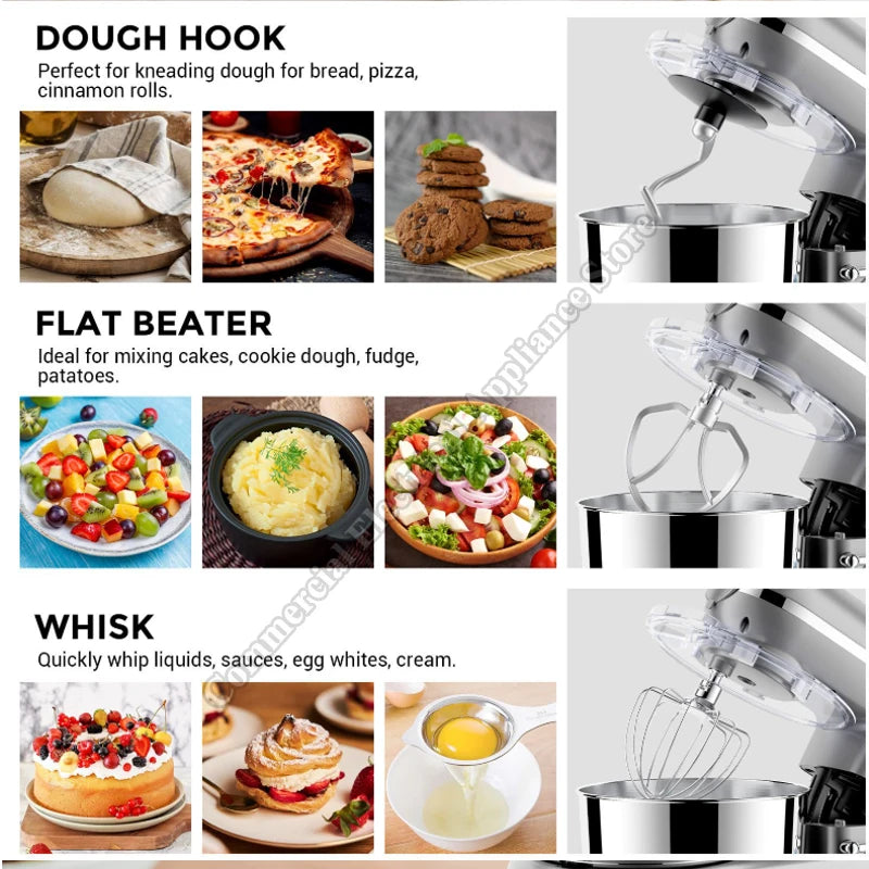 Mixer Machine Dough Kneading Five-in-one 5.5L Stand Mixer Shredded Slices Minced Meat Enema Egg Liquid Minced Meat