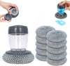Dish brush with replaceable wire scrub balls