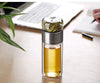 Double-wall glass infuser tumbler for loose-leaf tea