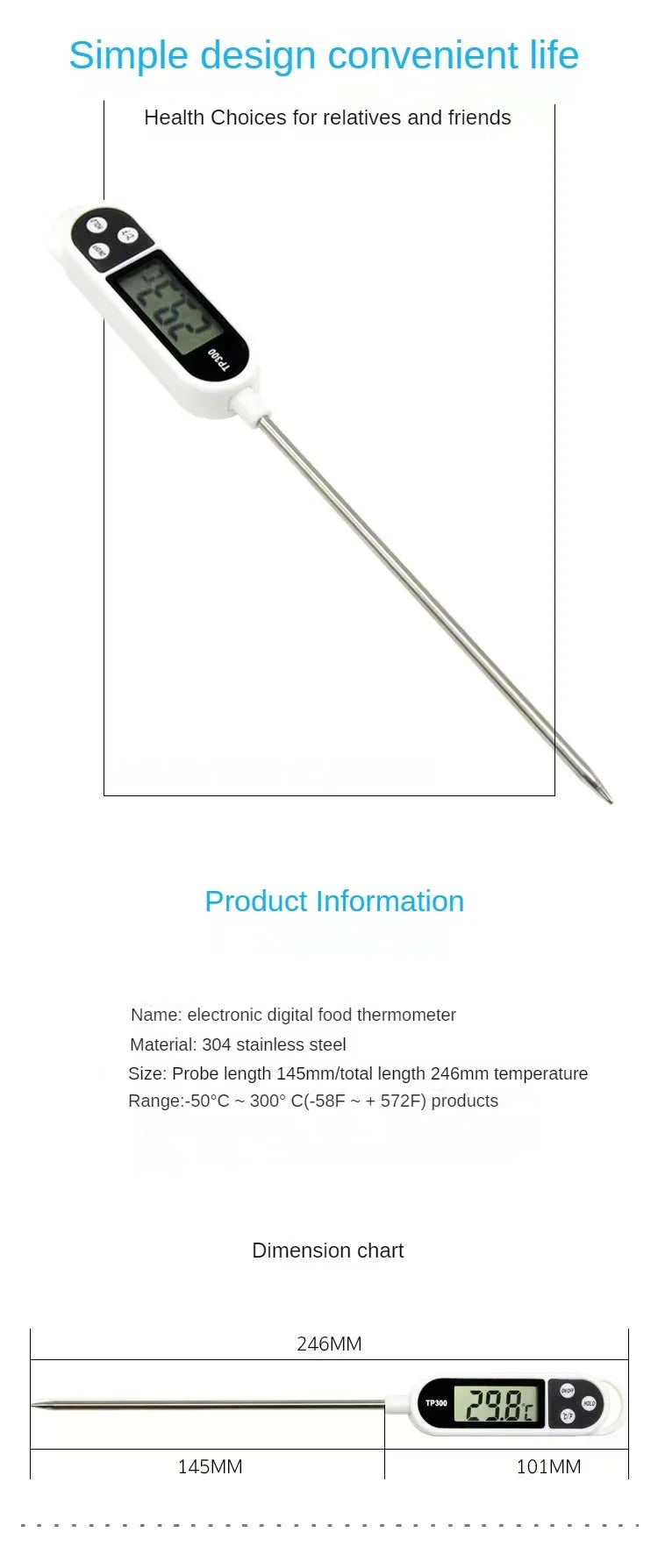 Stainless Steel Probe Type Household Food Thermometer Pen Type Milk Temperature Cooking Food Thermometer