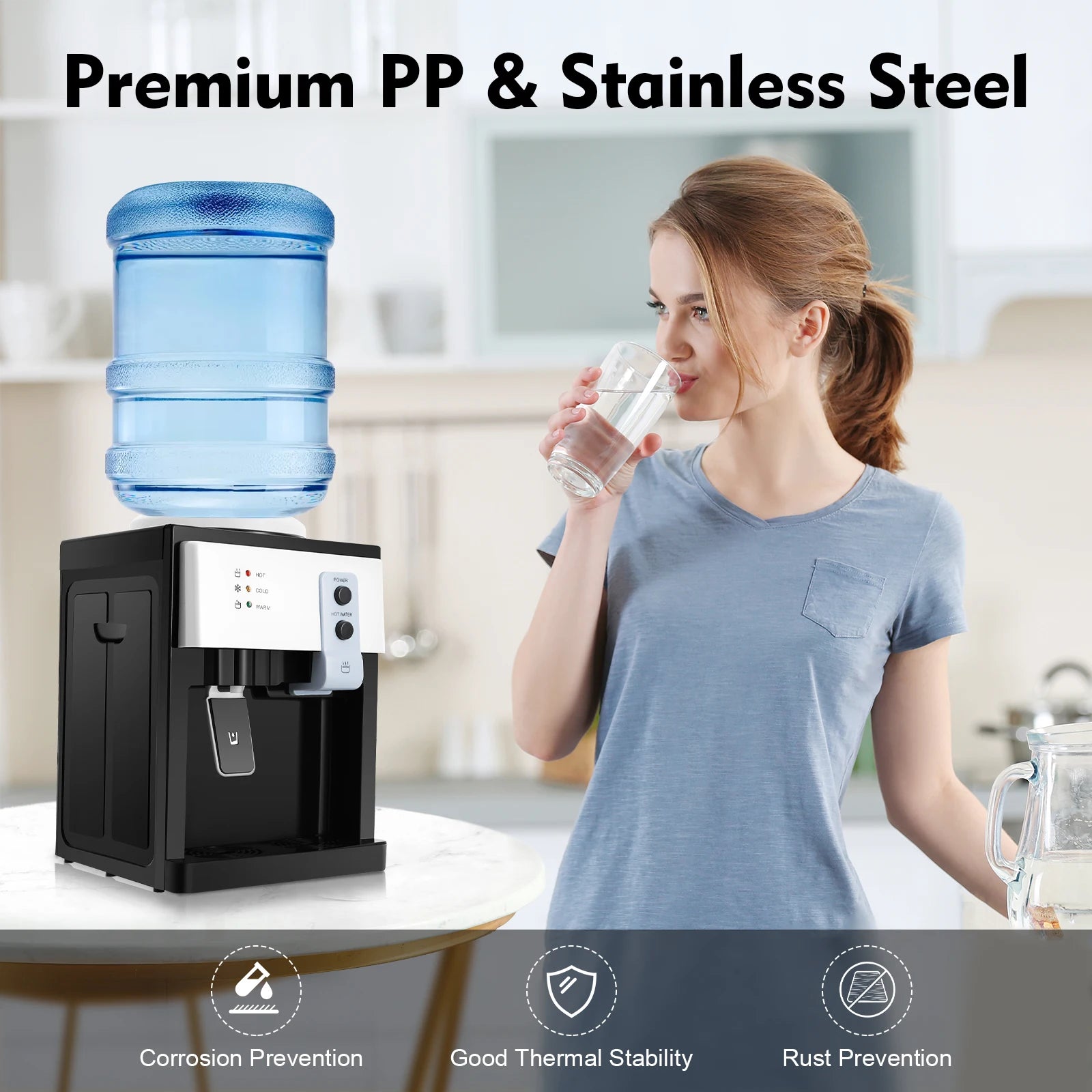 Hot & Cold Water Dispenser Desktop Top Load Machine