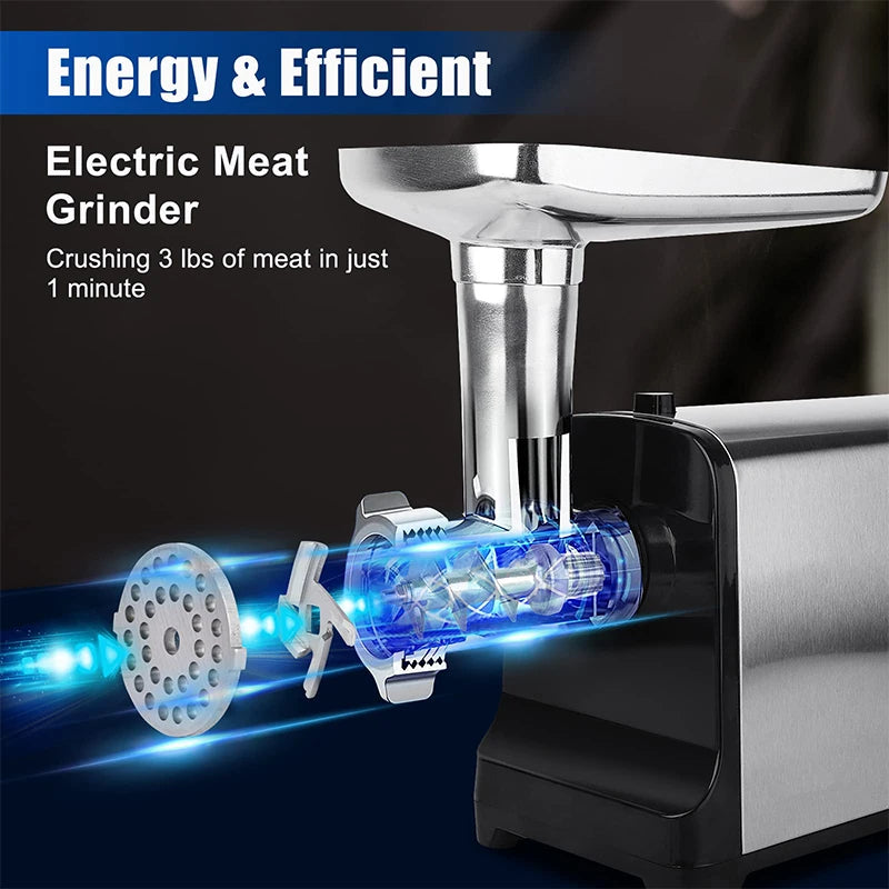 LMETJMA Electric Meat Grinder Sausage Stuffer Maker Heavy Duty Meat Mincer with Stainless Steel Cutting Blade Kubbe Kit JT365