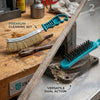 Steel wire brush removing rust from metal