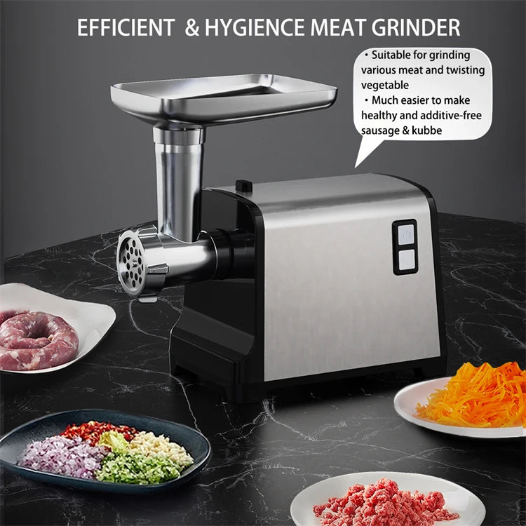 LMETJMA Electric Meat Grinder Sausage Stuffer Maker Heavy Duty Meat Mincer with Stainless Steel Cutting Blade Kubbe Kit JT365