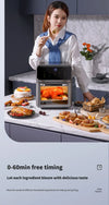 Air fryer oven with interior light and see-through door