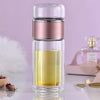 Double-wall glass infuser tumbler for loose-leaf tea