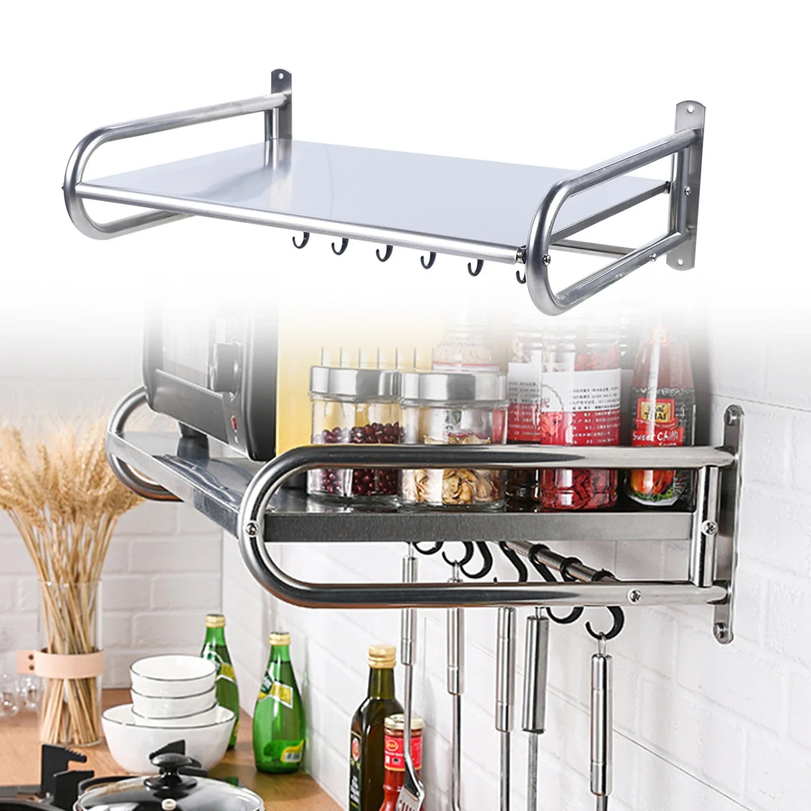 Microwave Oven Rack Stainless Steel Kitchen Shelf