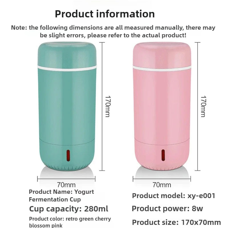 110V/220V Dual Voltage Yogurt Cup Household Multi-function Automatic Mini Self-made DIY Portable Yogurt Machine Easy Cleaning