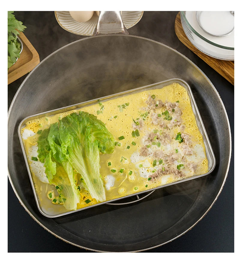 Rectangle Stainless Steel Tray Buffet Presentation Tray Metal Food Serving Plate Rice Noodle Pan Home Dishes Storage Organizer