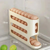 Gravity-fed rolling egg tray organizer